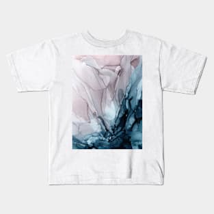 Blue Seas Mauve Sand Abstract Flow Painting 3 Kids T-Shirt